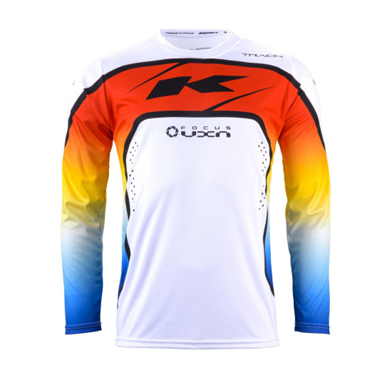 KENNY RACING SALE T-SHIRT CROSS / ENDURO MODEL TRACK FOCUS GRADIENT COLOR WHITE / BLUE / RED SIZE L