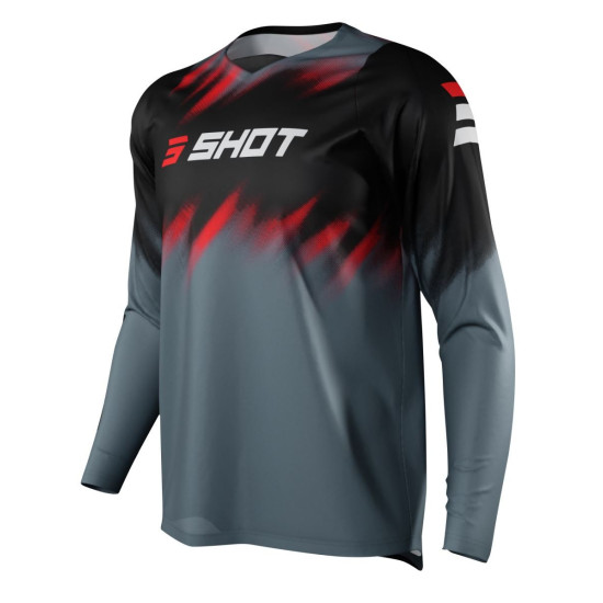 SHOT RACING SALE MOTO DEVO VERSUS BLACK RED T-SHIRT COLOR GREY / BLACK / RED SIZE L