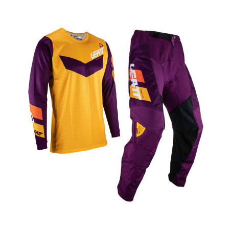 LEATT (2023) rinkinys (komplektas) marškinėliai + kelnės MOTO RIDE KIT 3,5 JUNIOR INDIGO spalva violetinė/oranžinė dydis XL 150/
