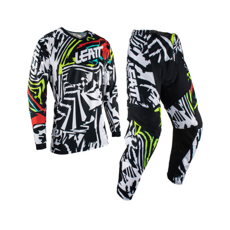 LEATT (2023) rinkinys (komplektas) marškinėliai + kelnės MOTO RIDE KIT 3,5 MINI ZEBRA spalva balta/juoda/raudona dydis XXS 110/1