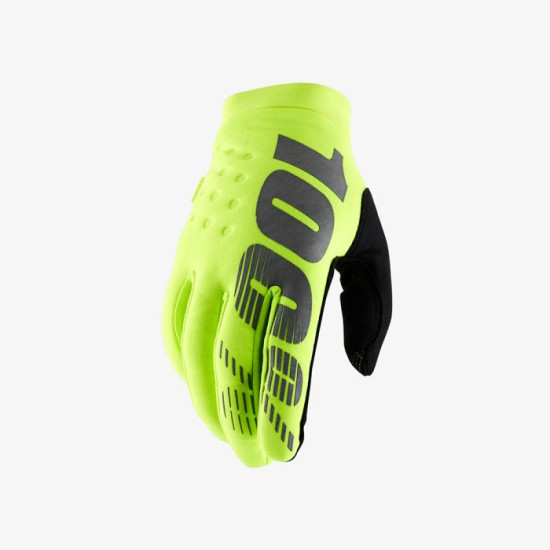 100 PERCENT CROSS/ENDURO BRISKER SOFTSHELL GLOVES FLUO YELLOW SIZE M