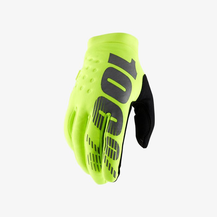 100 PERCENT CROSS/ENDURO BRISKER SOFTSHELL GLOVES FLUO YELLOW SIZE XL