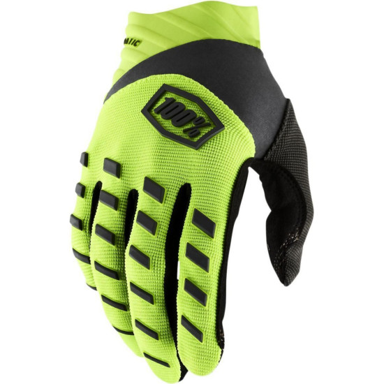 100 PERCENT CROSS / ENDURO PIRŠTINĖS AIRMATIC FLUO GELTONOS / JUODOS L DYDIS