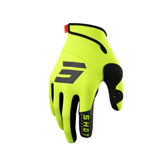 SHOT RACING SALE TRAINER 2.0 NEON YELLOW WINTER SOFTSHELL GLOVES SIZE 10
