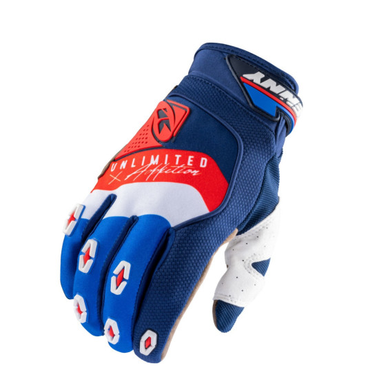 KENNY RACING CROSS / ENDURO GLOVES MODEL SAFETY NAVY / WHITE / RED COLOUR BLUE / WHITE / RED FLUO SIZE XXL