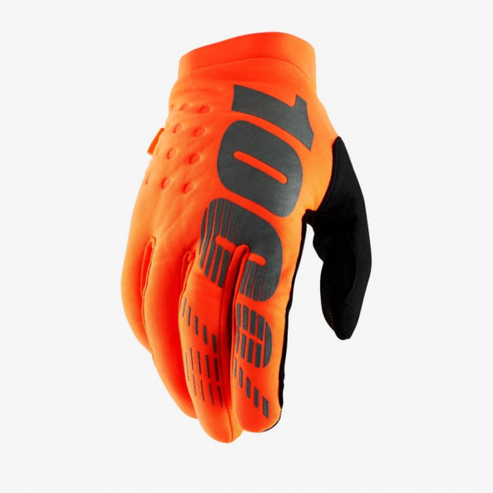 100 PERCENT CROSS/ENDURO BRISKER SOFTSHELL PIRŠTINĖS ORANŽINĖS/JUODOS XL DYDIS
