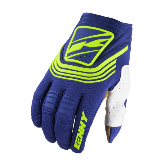 KENNY RACING CROSS / ENDURO GLOVES MODEL TITANIUM NAVY COLOUR BLUE / YELLOW FLUO SIZE XXXL