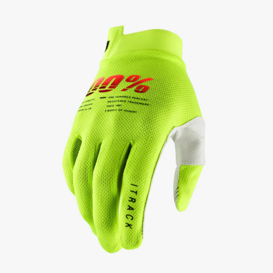 100 PERCENT CROSS / ENDURO ITRACK PIRŠTINĖS, FLUO GELTONOS, XL DYDIS