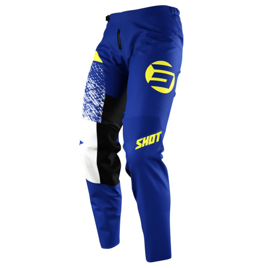 SHOT RACING SALE MOTO DEVO ROLL BLUE PANTS COLOR BLUE / WHITE / YELLOW SIZE 28