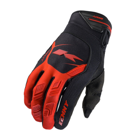 KENNY RACING CROSS / ENDURO GLOVES MODEL SAFETY RED COLOUR BLACK / RED SIZE L