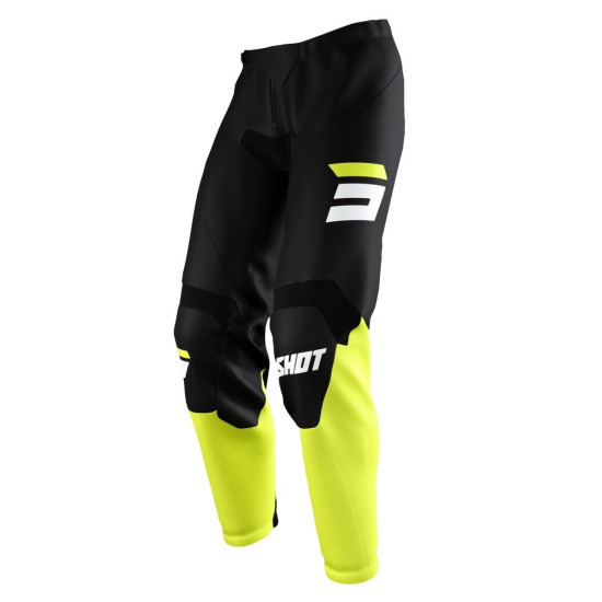 SHOT RACING SALE MOTO DEVO PANTS RAW BURST NEON YELLOW COLOR BLACK / YELLOW / WHITE SIZE 28