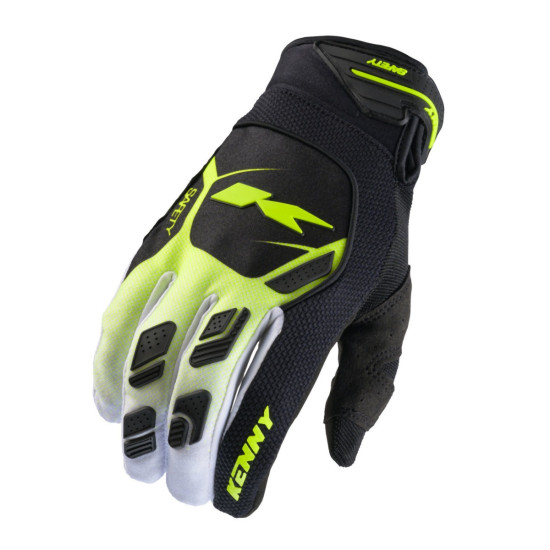 KENNY RACING CROSS / ENDURO GLOVES MODEL SAFETY NEON YELLOW COLOR BLACK / FLUO YELLOW SIZE S