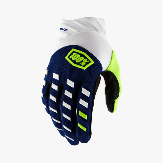 100 PERCENT CROSS / ENDURO AIRMATIC PIRŠTINĖS TAMSI MĖLYNOS / BALTOS SPALVOS MĖLYNOS / BALTOS DYDIS S
