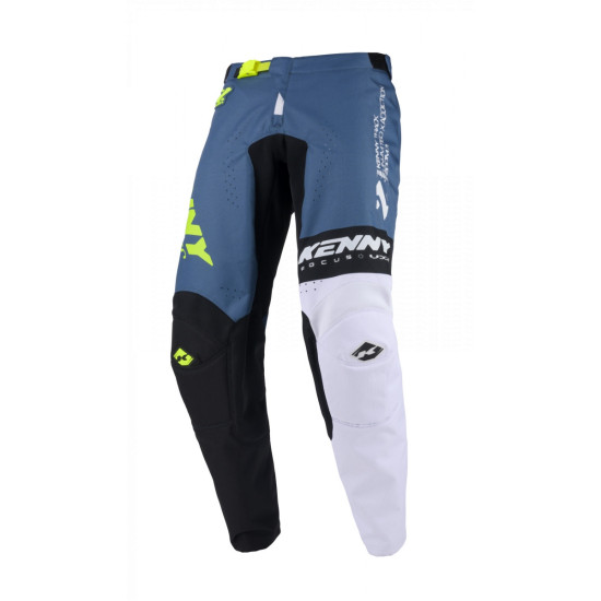 KENNY RACING PANTS CROSS / ENDURO MODEL TRACK ZOOM PETROL COLOUR BLUE / BLACK / YELLOW / WHITE SIZE XS (28)