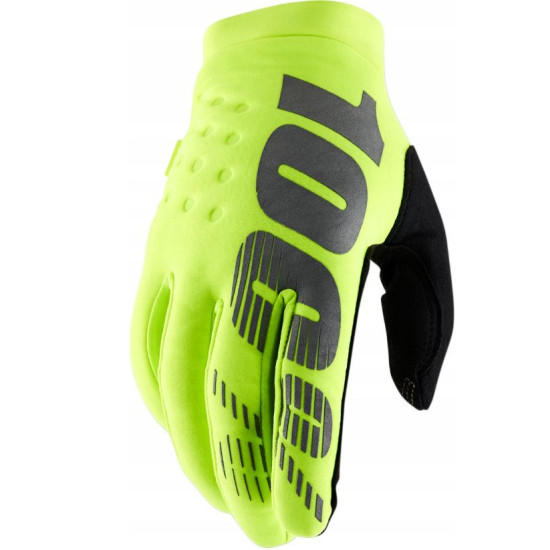 100 PERCENT CROSS / ENDURO PIRŠTINĖS BRISKER JAUČIENAI JUNIOR SOFTSHELL FLUO GELTONOS / JUODOS, L DYDIS