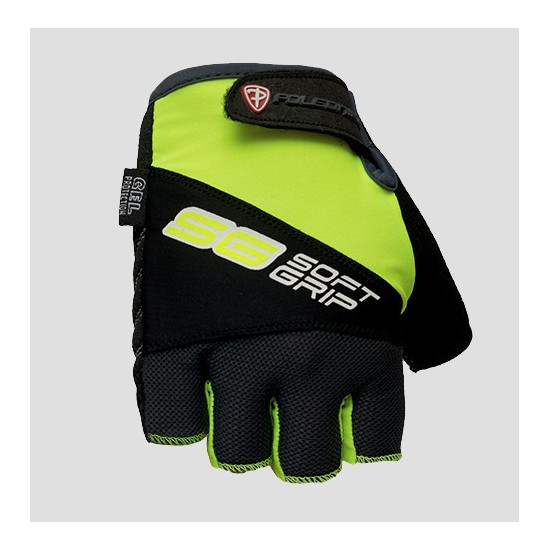 POLEDNIK PIRŠTINĖS / DVIRAČIŲ PIRŠTINĖS / MTB (BE PIRŠTŲ) MINKŠTU RANKENĖLIU MODELIS SPALVA FLUO GELTONA DYDIS XL