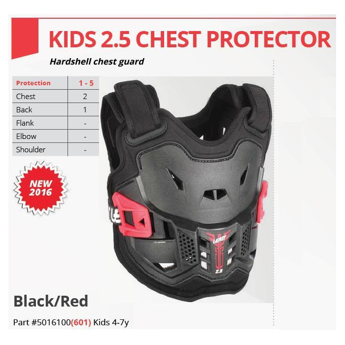 LEATT (2022/2023) chest protector CHEST PROTECTOR 2.5 KIDS BLACK color black/red (4-7 LAT, 110-134 CM)