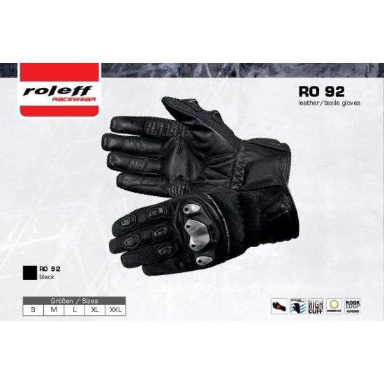 ROLEFF PROMOTION SUMMER TEXTILE GLOVES MODEL RO92 COLOUR BLACK SIZE L