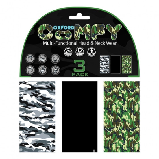 OXFORD MULTIFUNCTIONAL COLLAR WINDPROOF COMFY 3 PIECES IN A PACK CAMO COLOR