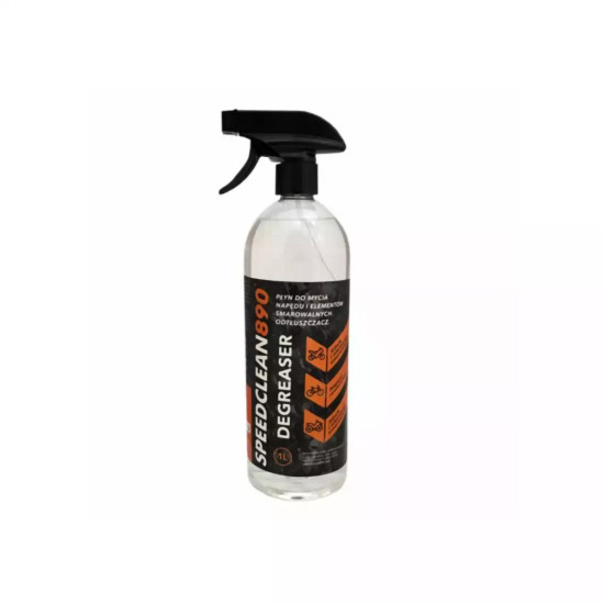 SPEEDCLEAN 890 RIEBALŲ ŠALINIMO SKYSTIS MOTOCIKLŲ IR DVIRAČIŲ PAVARŲ DĖŽIŲ, VARIKLIŲ IR TEPAMŲ ELEMENTŲ VALYMUI. TALPA 1