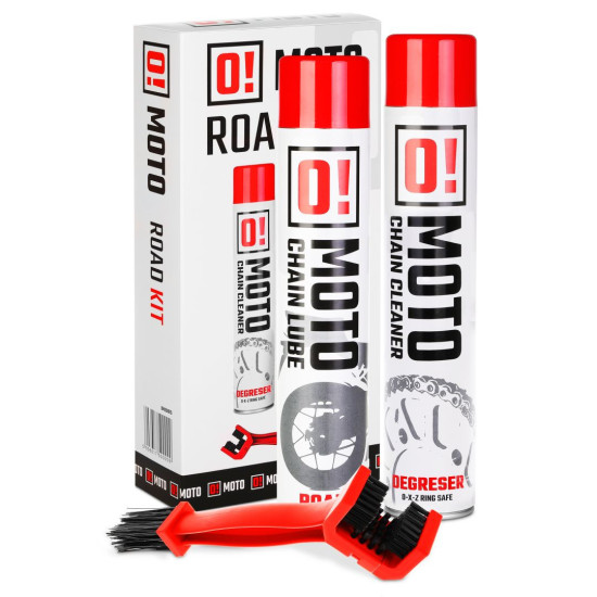 OMOTO ROAD CHAIN CARE AND PROTECTION CHAIN CLEANING AND LUBRICATION KIT 2+1 SET WITH BRUSH (2 X 750ML) (O!MOTO) (OLE-005