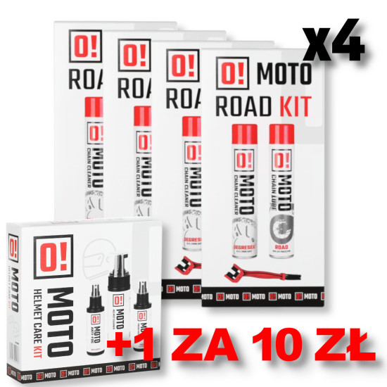 OMOTO 4+1 grandinės valymo ir tepimo rinkinys, „Road O!“ grandinės priežiūra ir apsauga, 2+1 šepečių rinkinys + OMOTO ša