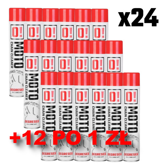 „OMOTO“ 36 grandinių valymo purškiklių rinkinys, 750 ml. „O!“ grandinės valiklis + 12 vienetų po 1 PLN grandinės valymo 