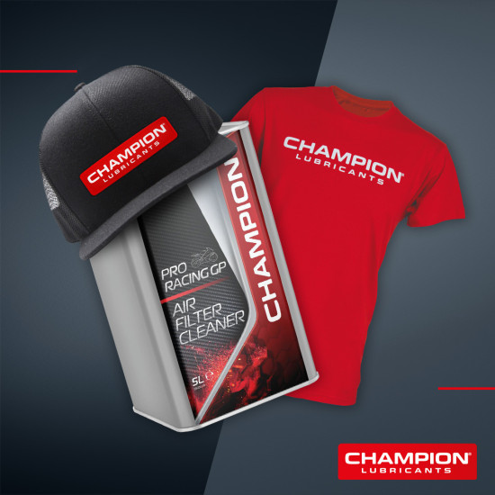 PROMOTION CHAMPION PRORACING GP AIR FILTER CLEANER 5L + FREE CAP AND T-SHIRT