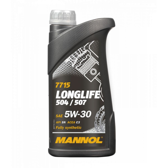 „MANNOL“ automobilio variklio alyva 5W30 LONGLIFE 504 / 507, originali VW, AU, 1 litras (7715) (sintetinė)