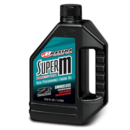 MAXIMA RACING OILS 2T mišrios alyvos dozatoriams, pusiau sintetinės, bedūmės, „Super M“ purkštukai, 1 litras (12) (AKC)