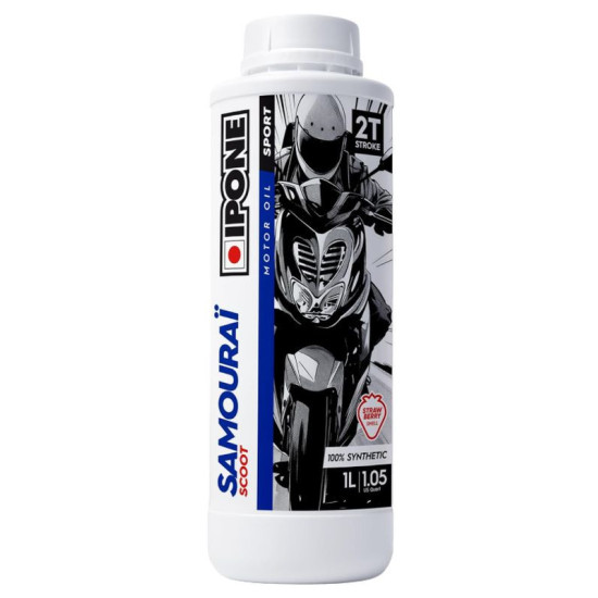 IPONE SAMOURAI SCOOT 2T MIXTURE OIL 100% SYNTHETIC 1L (STRAWBERRY SCENT) (AKC) (15) REPLACES 800118