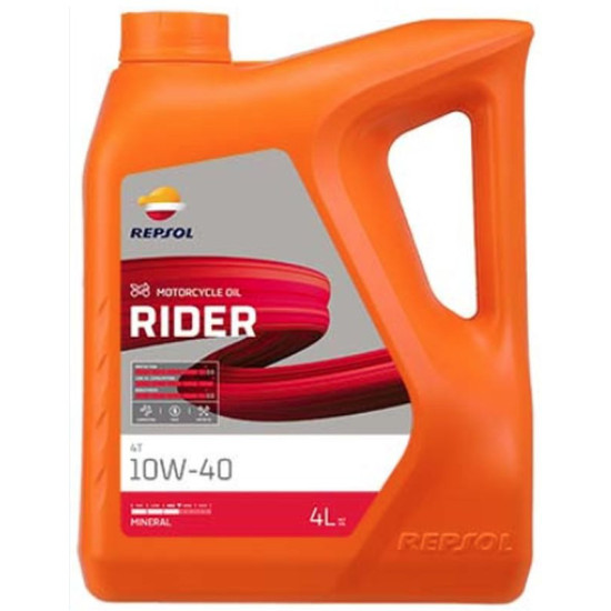 REPSOL ENGINE OIL RIDER 4T 10W40 4L MA2 MINERAL (5) REPLACES RP165N54