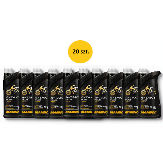 MANNOL ENGINE OIL 4T PLUS 10W40 1L (API SL, JASO MA / MA2) SEMI-SYNTHETIC (7202) (20) - CARTON 20 PIECES (PACKAGE)