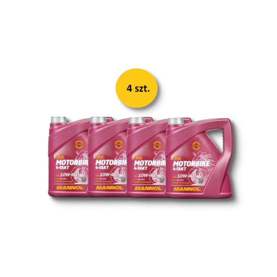 MANNOL MOTOR OIL 4T MOTORBIKE 10W40 4L ESTER + MA2 SYNTHETIC (7812) (API SN) CARTON 4 PIECES (PACKAGE)