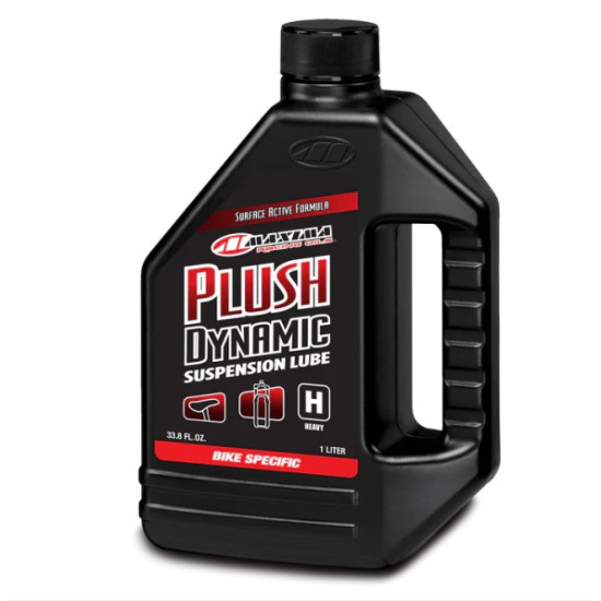 MAXIMA RACING OILS BIKE SHOCK ABSORBER OIL PLUSH DYNAMIC HEAVY (NEW PRODUCT) 1 LITER (12) (AKC)