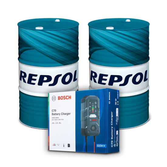 PROMOTION REPSOL ENGINE OIL 4T SMARTER SYNTHETIC 10W40 DRUM 60L MA2 SYNTHETIC x2 + BOSH RECTIFIER