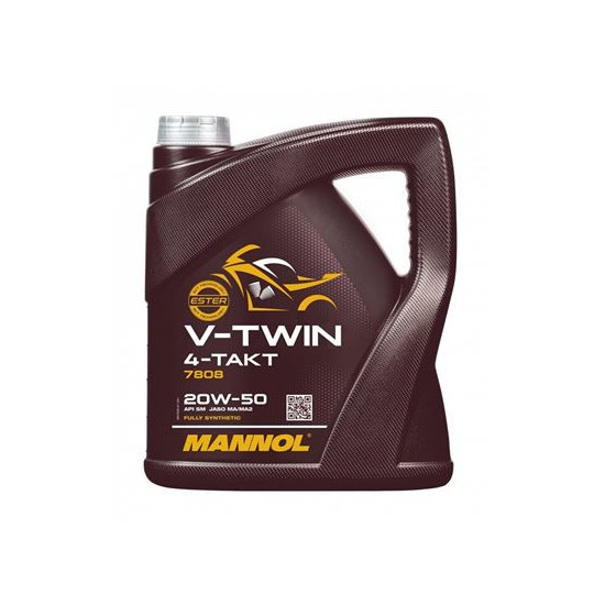 MANNOL VARIKLIŲ ALYVA 4T V-TWIN 20W50 4 L MA2 PILNAI SINTETINĖ (JASO MA / MA2, API SL) (4)