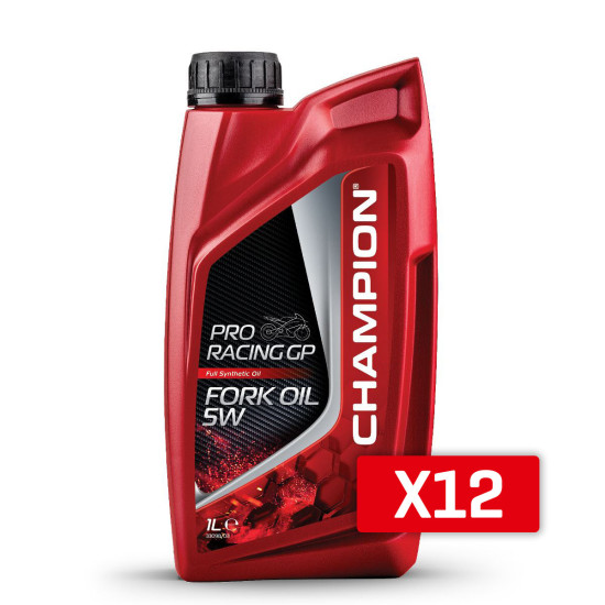 CHAMPION FORK OIL / SHOCK ABSORBERS / SUSPENSION PRORACING GP FORK OIL 5W 1L SYNTHETIC (AKC) - CARTON 12 PCS.