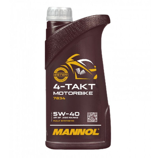 MANNOL ENGINE OIL 4T MOTORBIKE 5W40 1L SYNTHETIC ESTER TECHNOLOGY (JASO MA / MA2) (7814) (20)