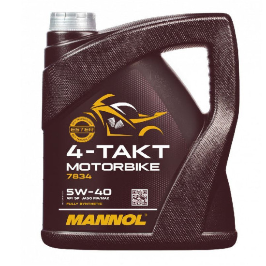 MANNOL ENGINE OIL 4T MOTORBIKE 5W40 4L SYNTHETIC ESTER TECHNOLOGY (JASO MA / MA2) (7814) (20)