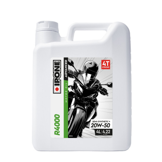 IPONE R4000 20W50 SEMI-SYNTHETIC PLUS MOTOR OIL 4L (ESTER, MA2) (AKC) (6) REPLACES 800044