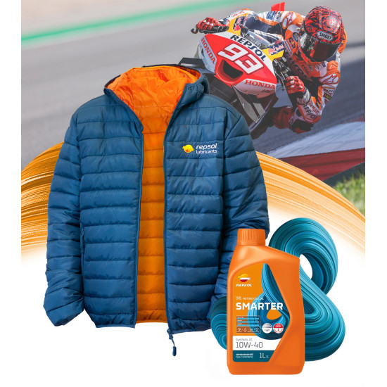 REPSOL PROMOTION JACKET SIZE XL + MOTOR OIL 4T SMARTER SYNTHETIC 10W40 1L MA2 SYNTHETIC 40 PCS