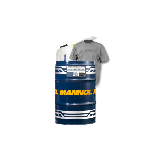 MANNOL MOTORBIKE 4T ESTER + MA2 SYNTHETIC (7812) (API SN) - 60 L DRUM PROMOTIONAL SET WITH POURER AND T-SHIRT