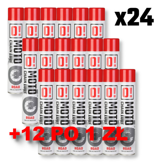 „OMOTO“ 24 grandinių tepalo purškiklio rinkinys, 750 ml, „ROAD O!“ grandinės tepalas + 12 dalių PLN 1 grandinių tepalo p