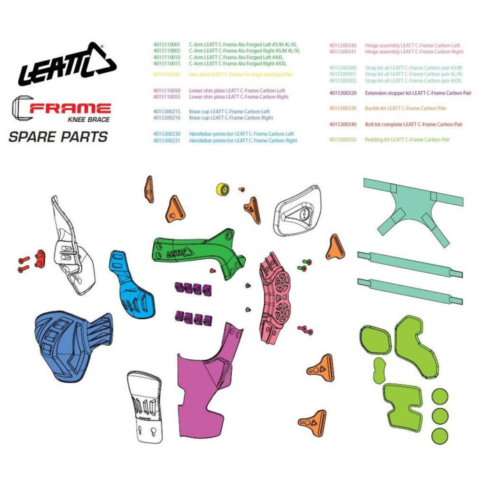 LEATT (2022/2023) upper frame additional parts C-FRAME CARBON and PRO CARBON right size S/ML/XL (spare parts)