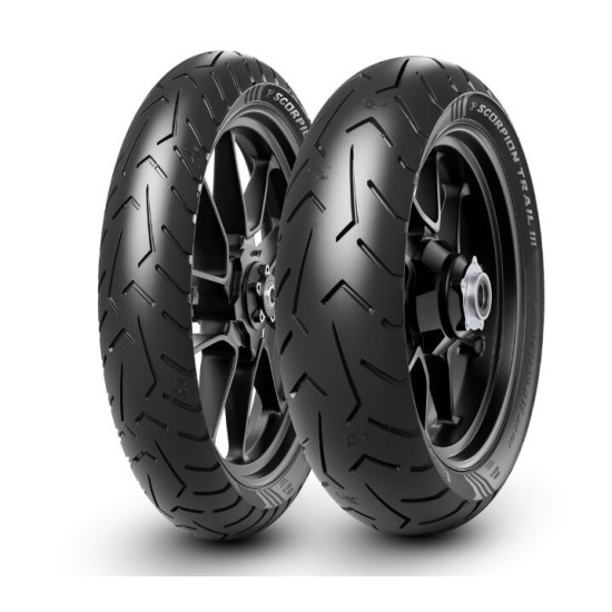 PIRELLI PADANGŲ KOMPLEKTAS (4255000 / 24) 110 / 80R19 SCORPION TRAIL III 59V TL M/C PRIEKINĖS DOT 2024 + (4255600 / 24) 
