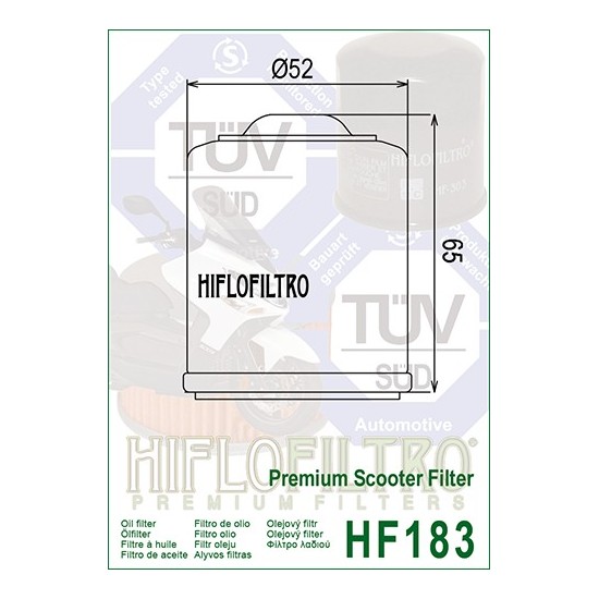 Piaggio / Aprilia / Derbi / Gilera tepalo filtras (HF183)