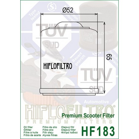 Piaggio / Aprilia / Derbi / Gilera oil filter (HF183)