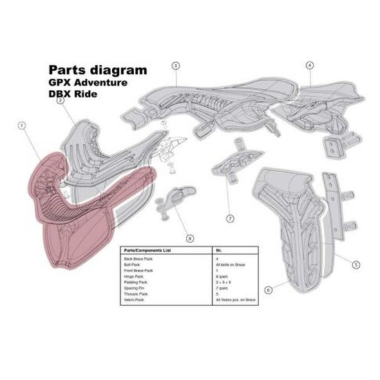 LEATT replacement neck protector GPX ADVENTURE II size S (spare parts)