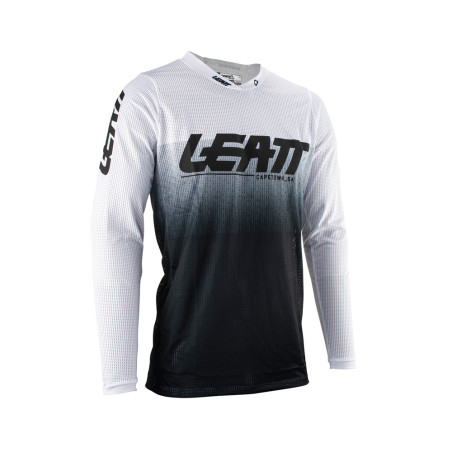 LEATT (2023) marškinėliai MOTO 4,5 X-FLOW JERSEY WHITE spalva balta/juoda dydis XL